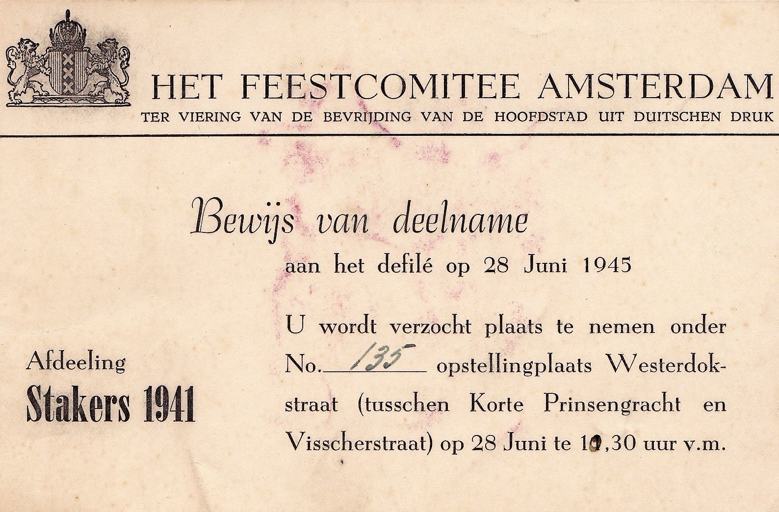 Defilé 28 juni 1945 in Amsterdam