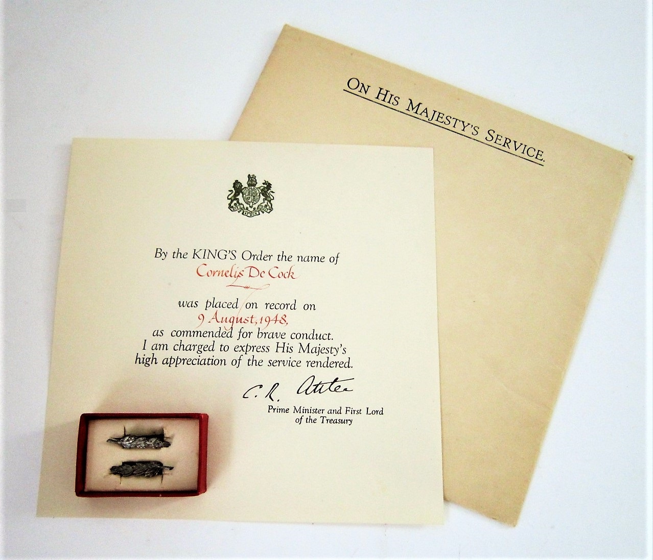 King's Commendation for Brave Conduct: Silver Laurel Leaf emblems